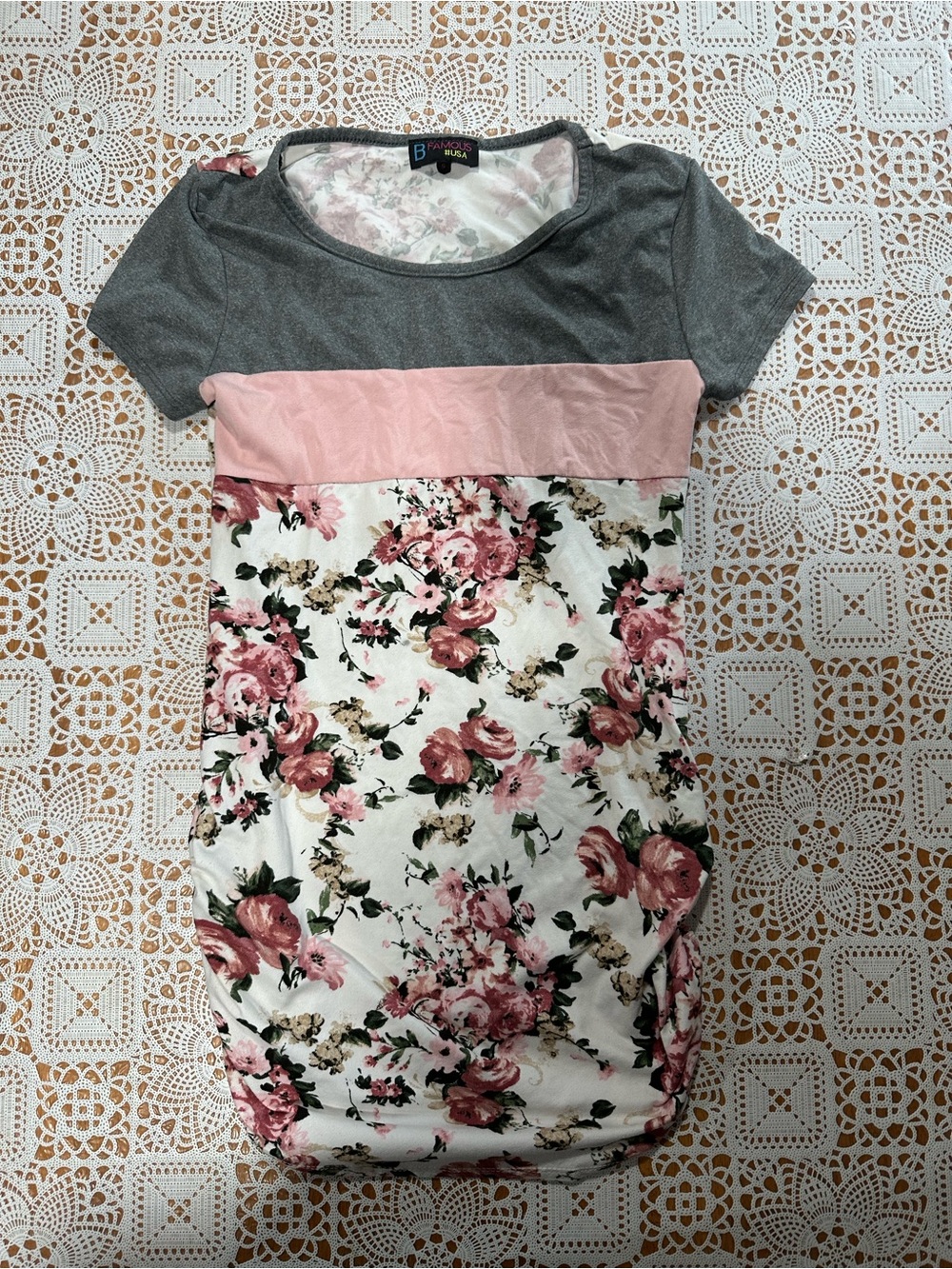 B Famous #USA Juniors S Floral Colorblock Bodycon Mini Dress